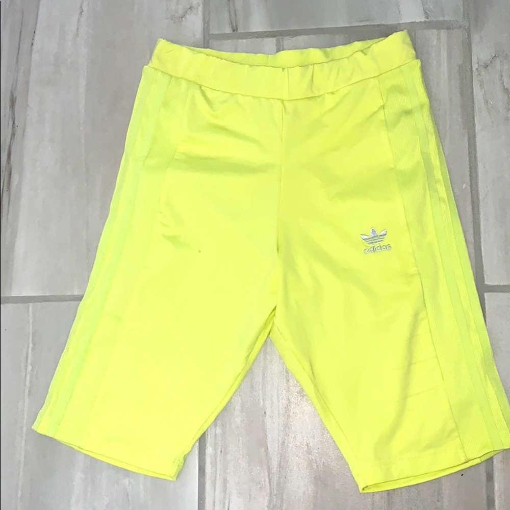 Adidas Neon Yellow Biker Shorts Sz Small
